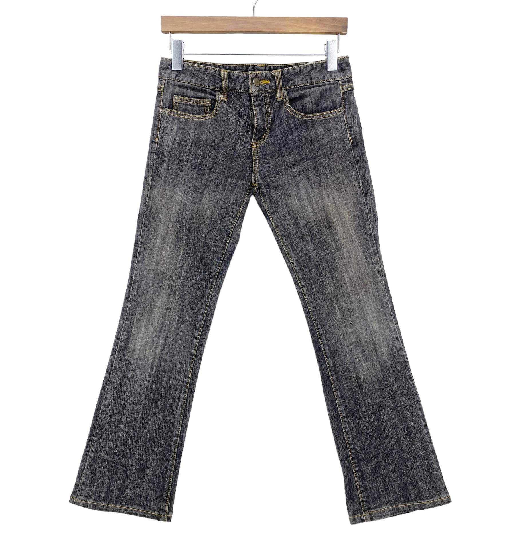 Other Y2K HUSHUSH Flare Jeans Art Graphic Distressed Denim Rare Size 28" / US 6 / IT 42 - 2 Thumbnail