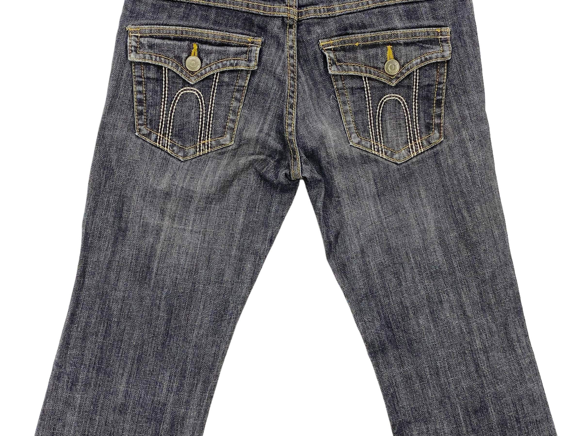 Other Y2K HUSHUSH Flare Jeans Art Graphic Distressed Denim Rare Size 28" / US 6 / IT 42 - 7 Thumbnail