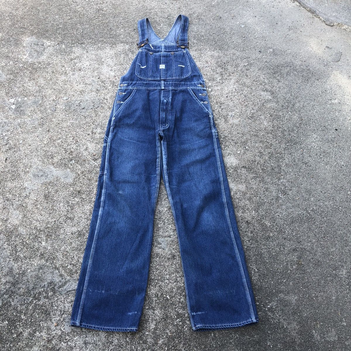 image of vintage Big John Workers Rips Bushpants Denim Overall in Blue, Men's (Size 30)