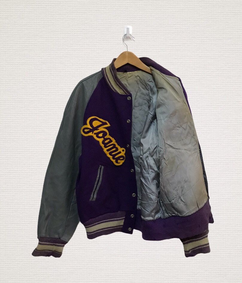 Vintage Vintage 70s wool distressed varsity jacket leather sleeve Size US M / EU 48-50 / 2 - 2 Thumbnail