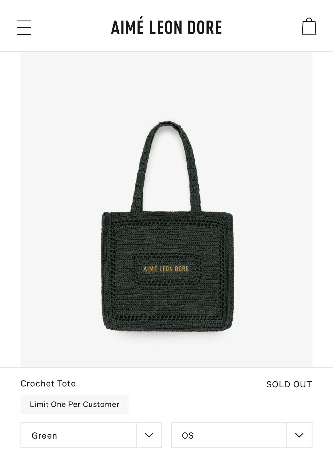 Aime Leon Dore Crochet Tote Green