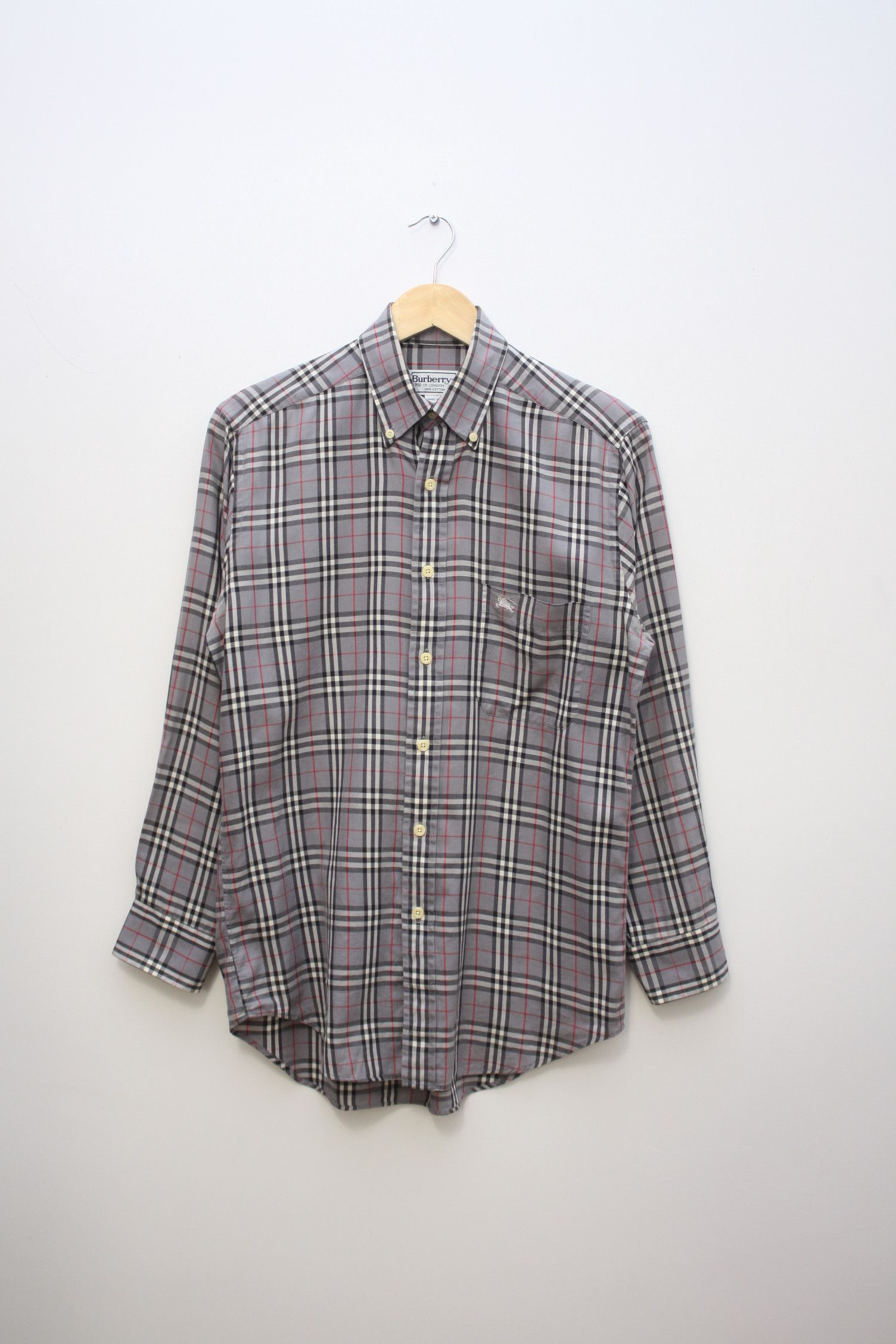 Burberry Burberry's Grey Checkered L/S Shirt Small Men's Size US S / EU 44-46 / 1 - 2 Thumbnail
