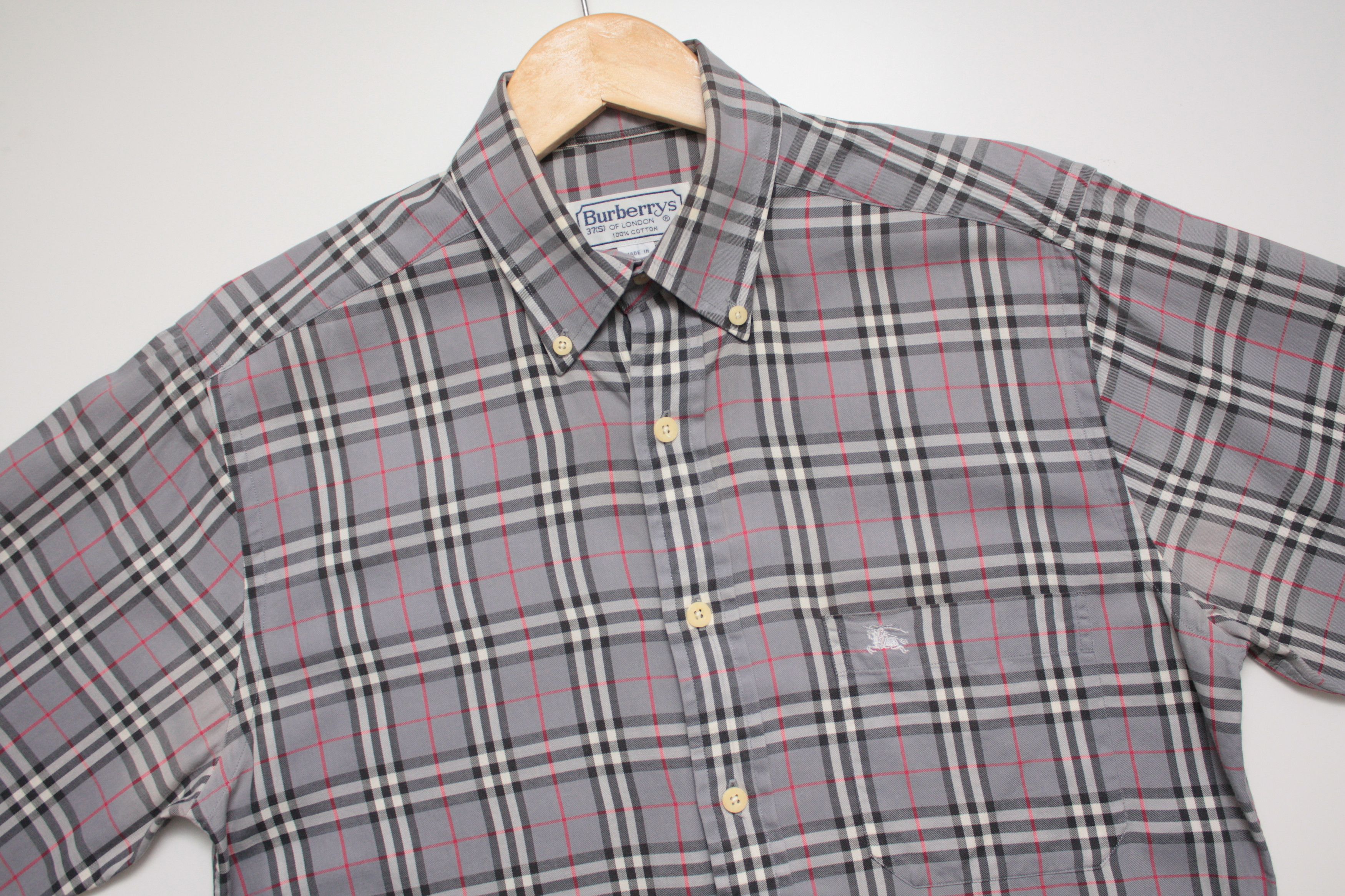 Burberry Burberry's Grey Checkered L/S Shirt Small Men's Size US S / EU 44-46 / 1 - 1 Thumbnail