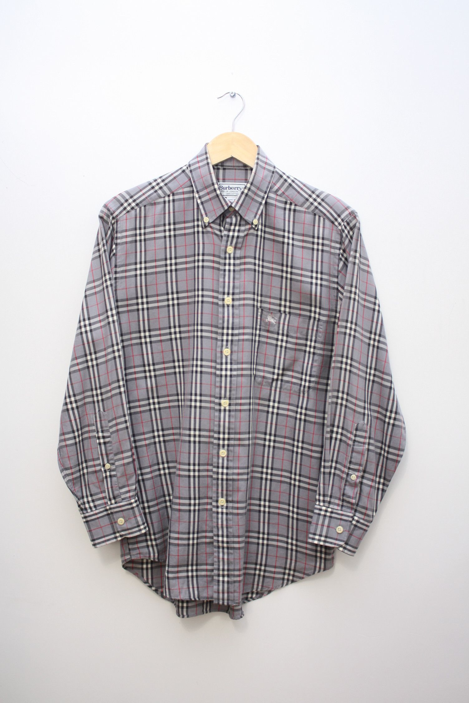 Burberry Burberry's Grey Checkered L/S Shirt Small Men's Size US S / EU 44-46 / 1 - 3 Thumbnail
