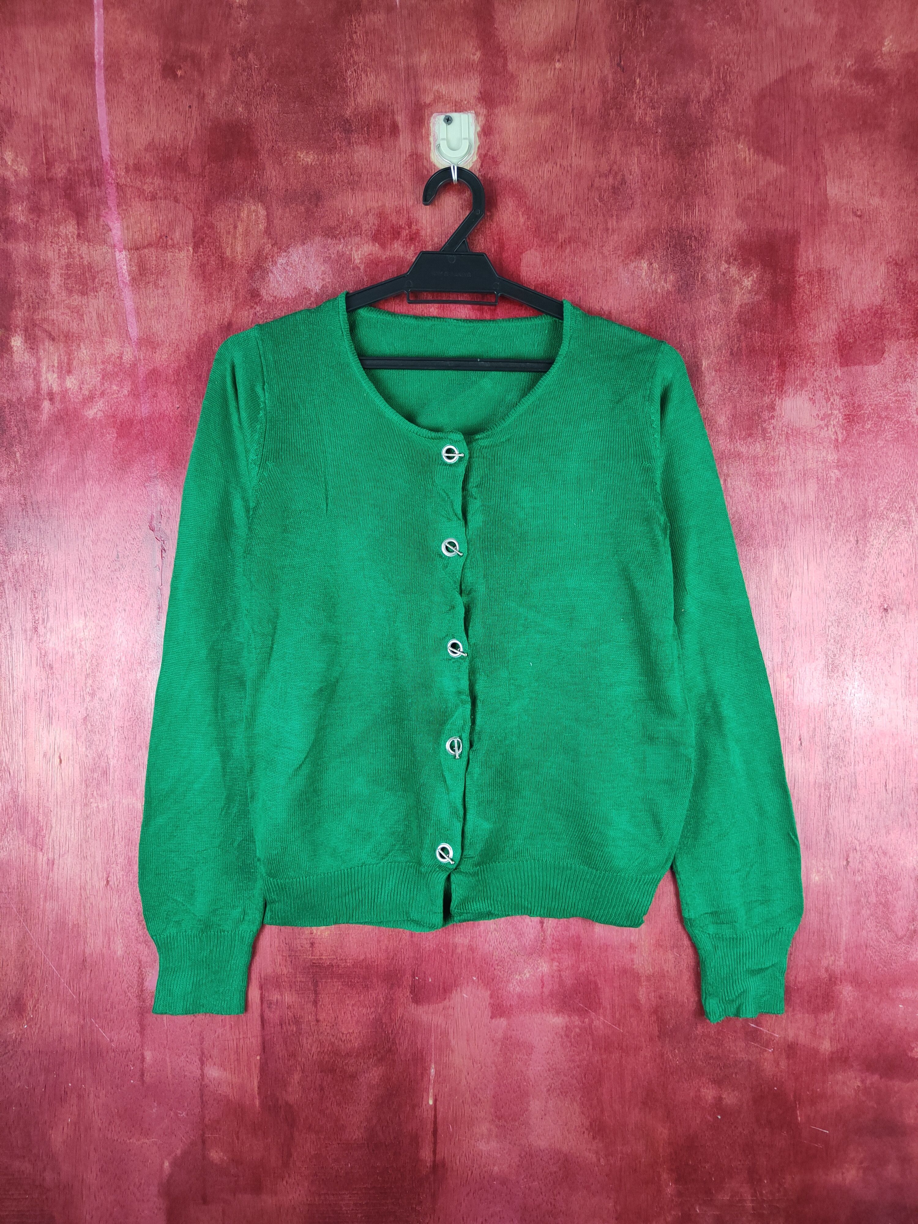 Japanese Brand Ziena japan Green knitwear vintage plain Cardigan #S908 Size S / US 4 / IT 40 - 1 Thumbnail