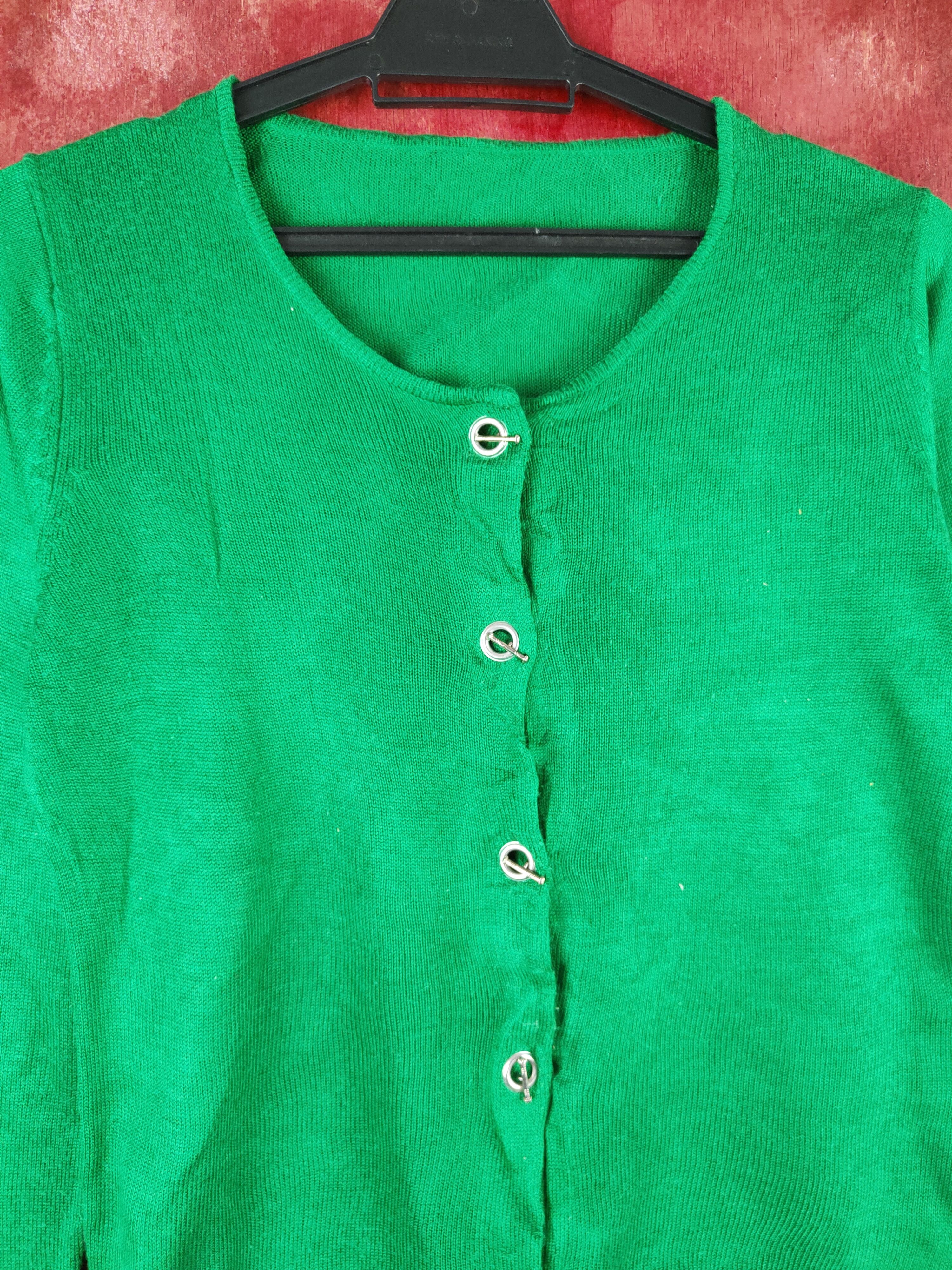 Japanese Brand Ziena japan Green knitwear vintage plain Cardigan #S908 Size S / US 4 / IT 40 - 2 Thumbnail