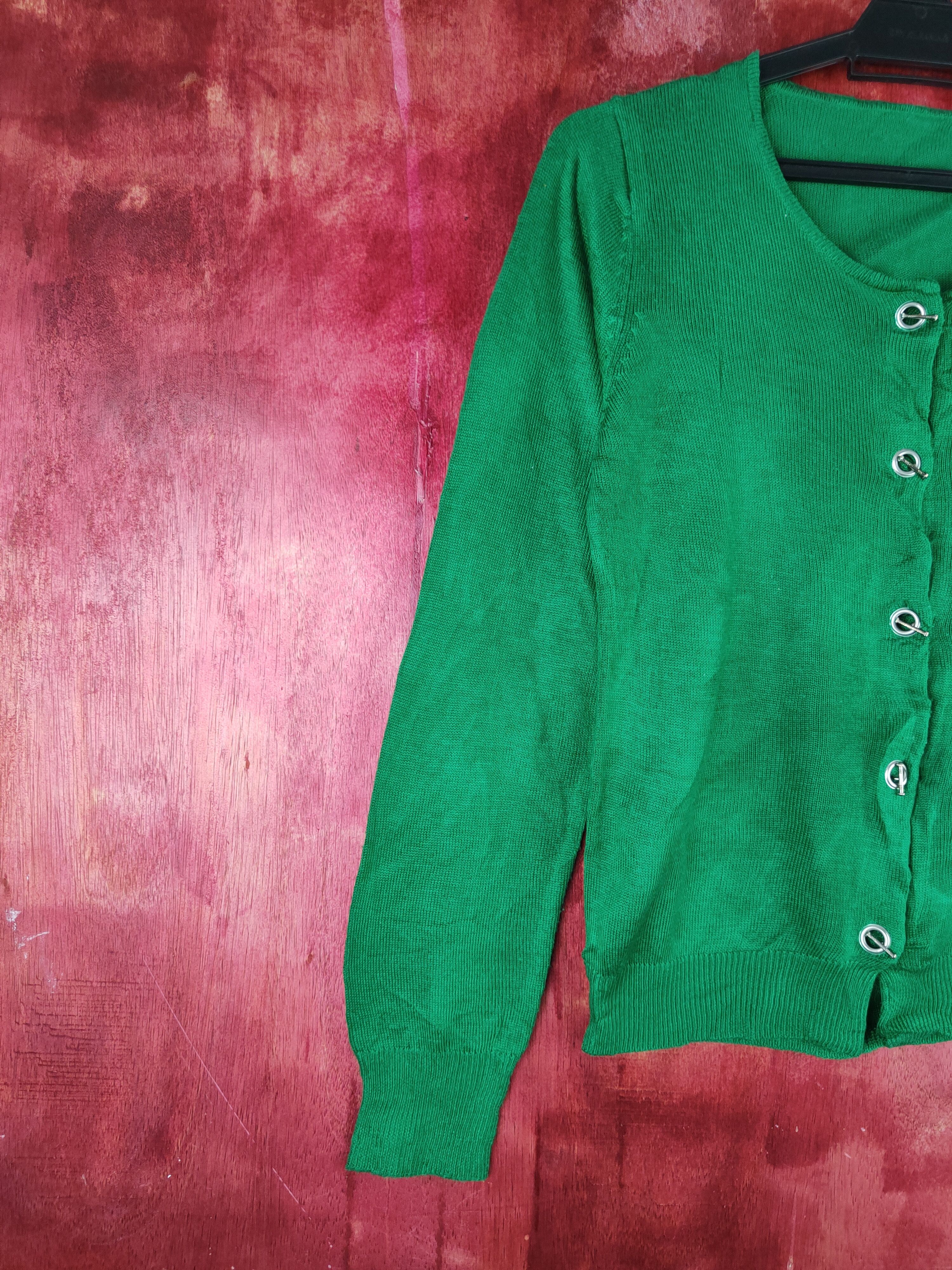 Japanese Brand Ziena japan Green knitwear vintage plain Cardigan #S908 Size S / US 4 / IT 40 - 3 Thumbnail