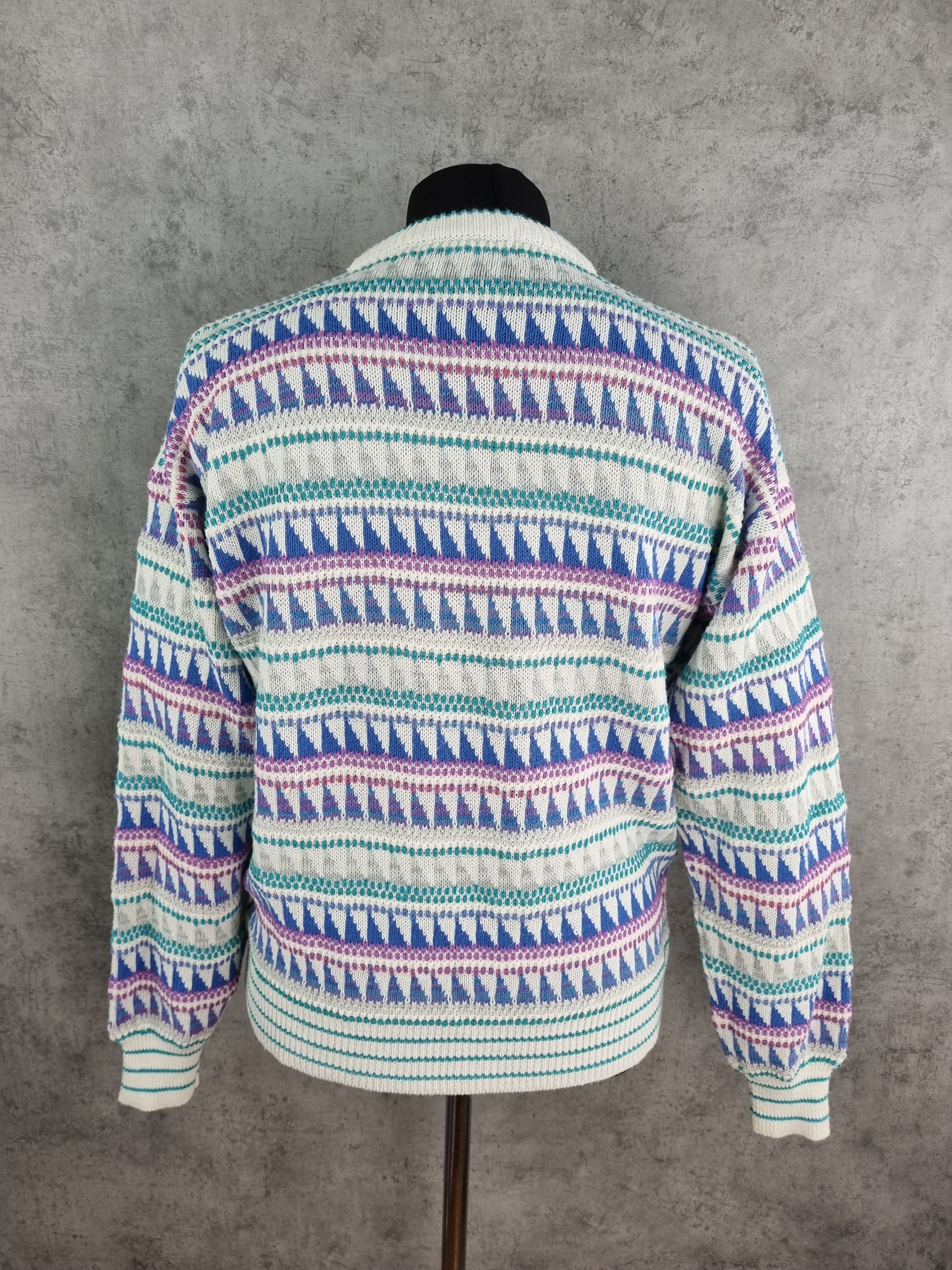 Vintage 90s Blue Amazing Design Knitted Sweater Vintage Size US L / EU 52-54 / 3 - 4 Thumbnail