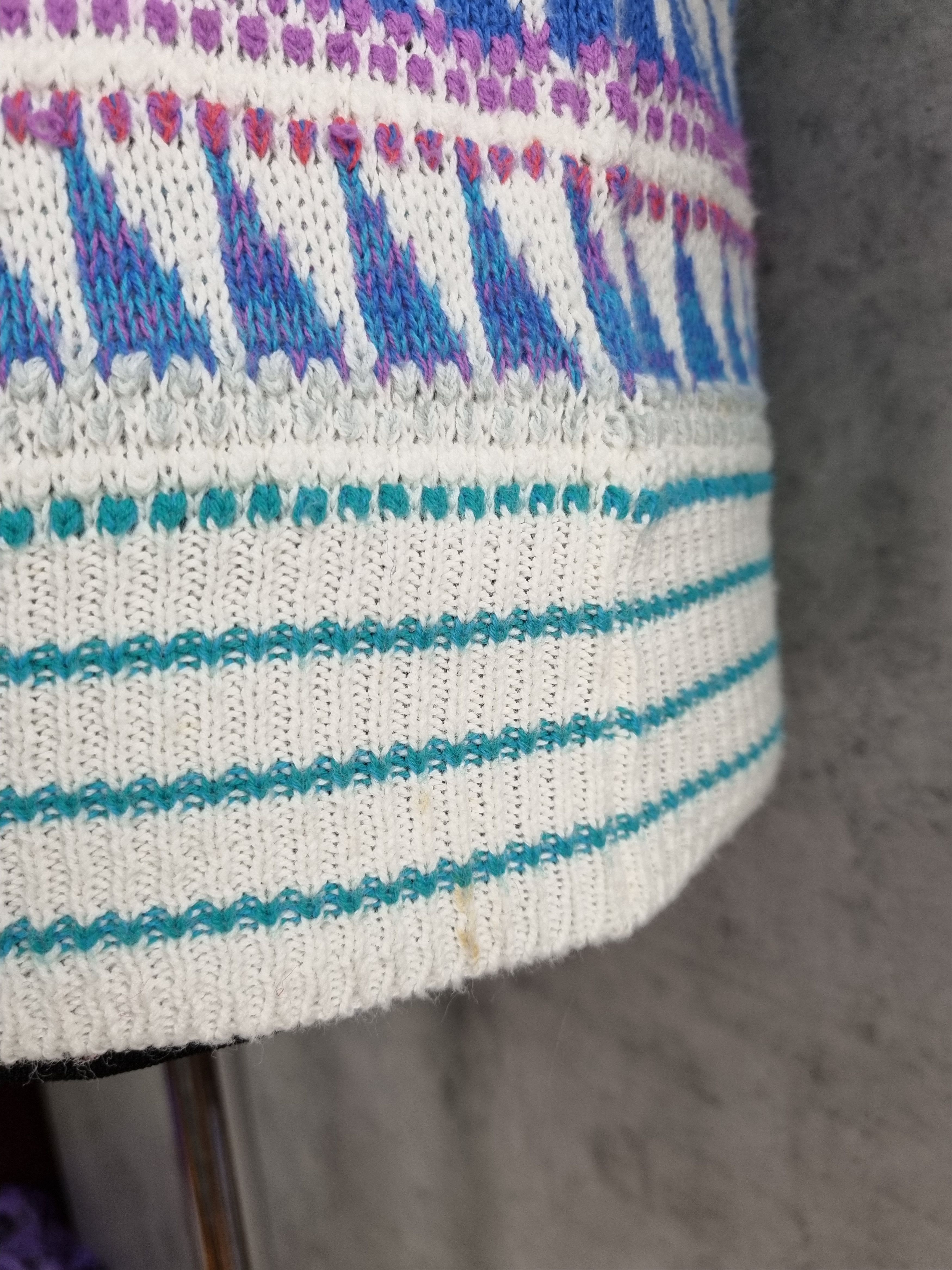 Vintage 90s Blue Amazing Design Knitted Sweater Vintage Size US L / EU 52-54 / 3 - 12 Thumbnail
