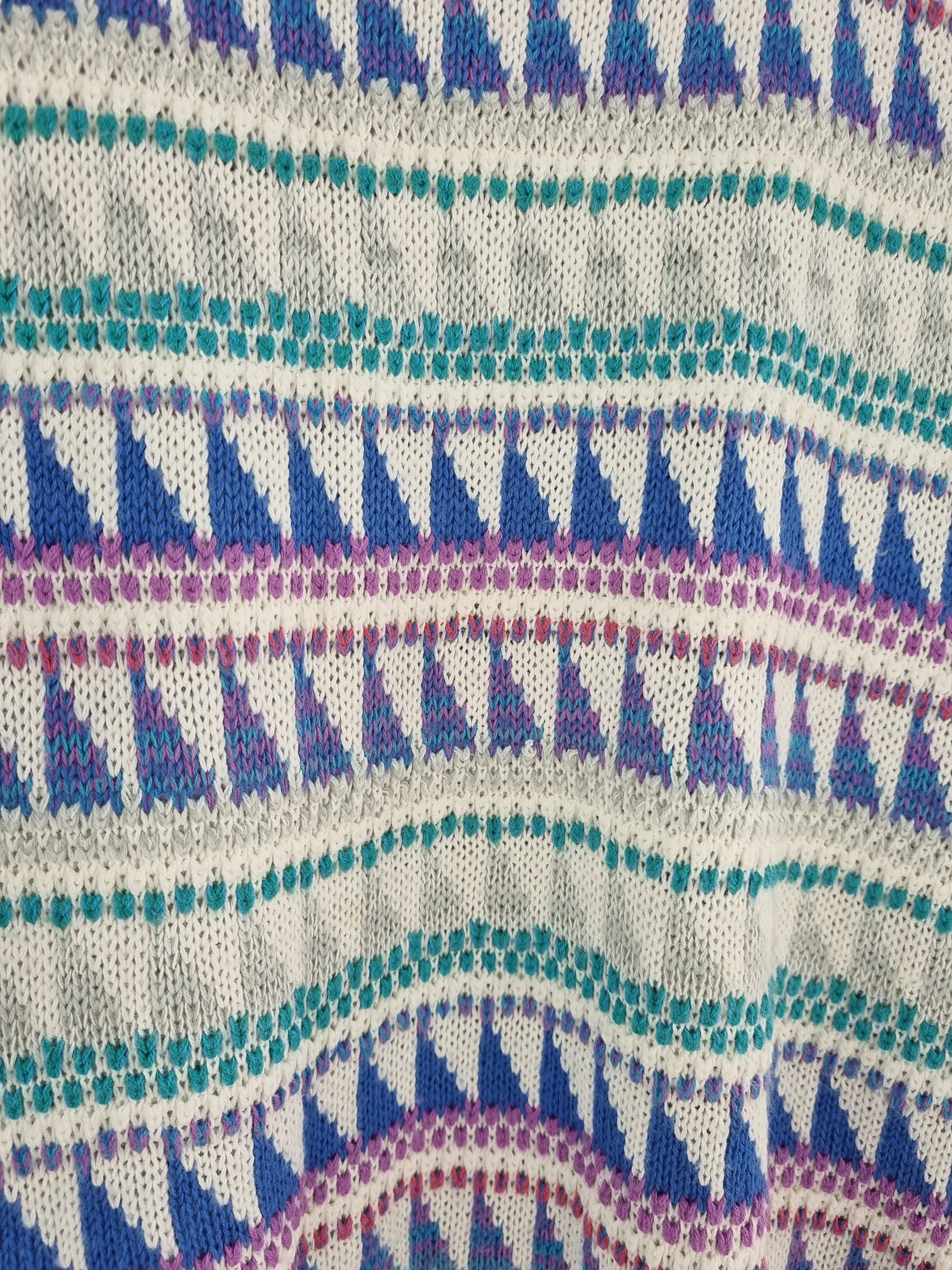 Vintage 90s Blue Amazing Design Knitted Sweater Vintage Size US L / EU 52-54 / 3 - 5 Thumbnail