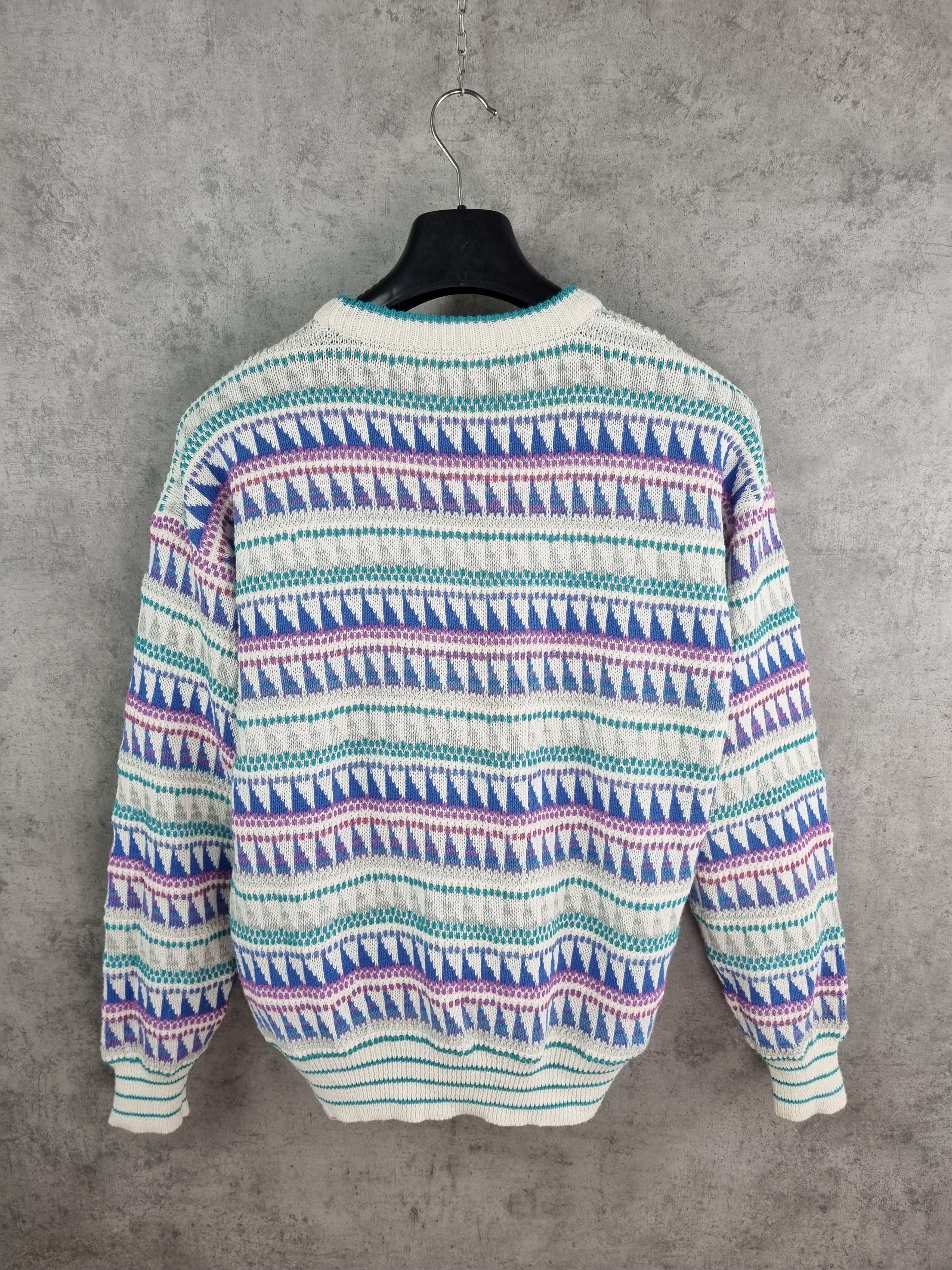 Vintage 90s Blue Amazing Design Knitted Sweater Vintage Size US L / EU 52-54 / 3 - 3 Thumbnail