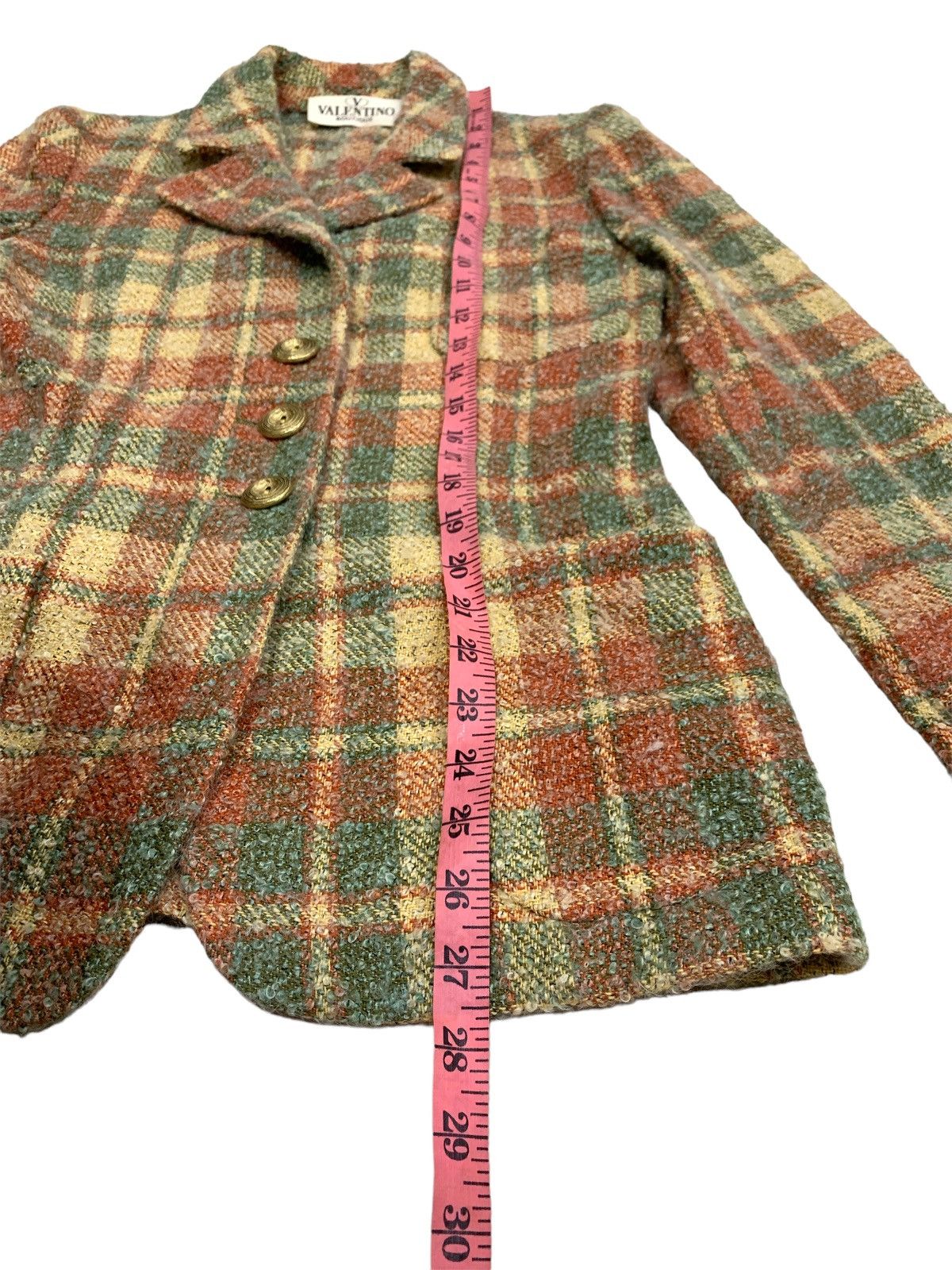 Valentino × Vintage VALENTINO BOUTIQUE MOHAIR WOOL CHCKERED BLAZER COAT Size S / US 4 / IT 40 - 3 Thumbnail