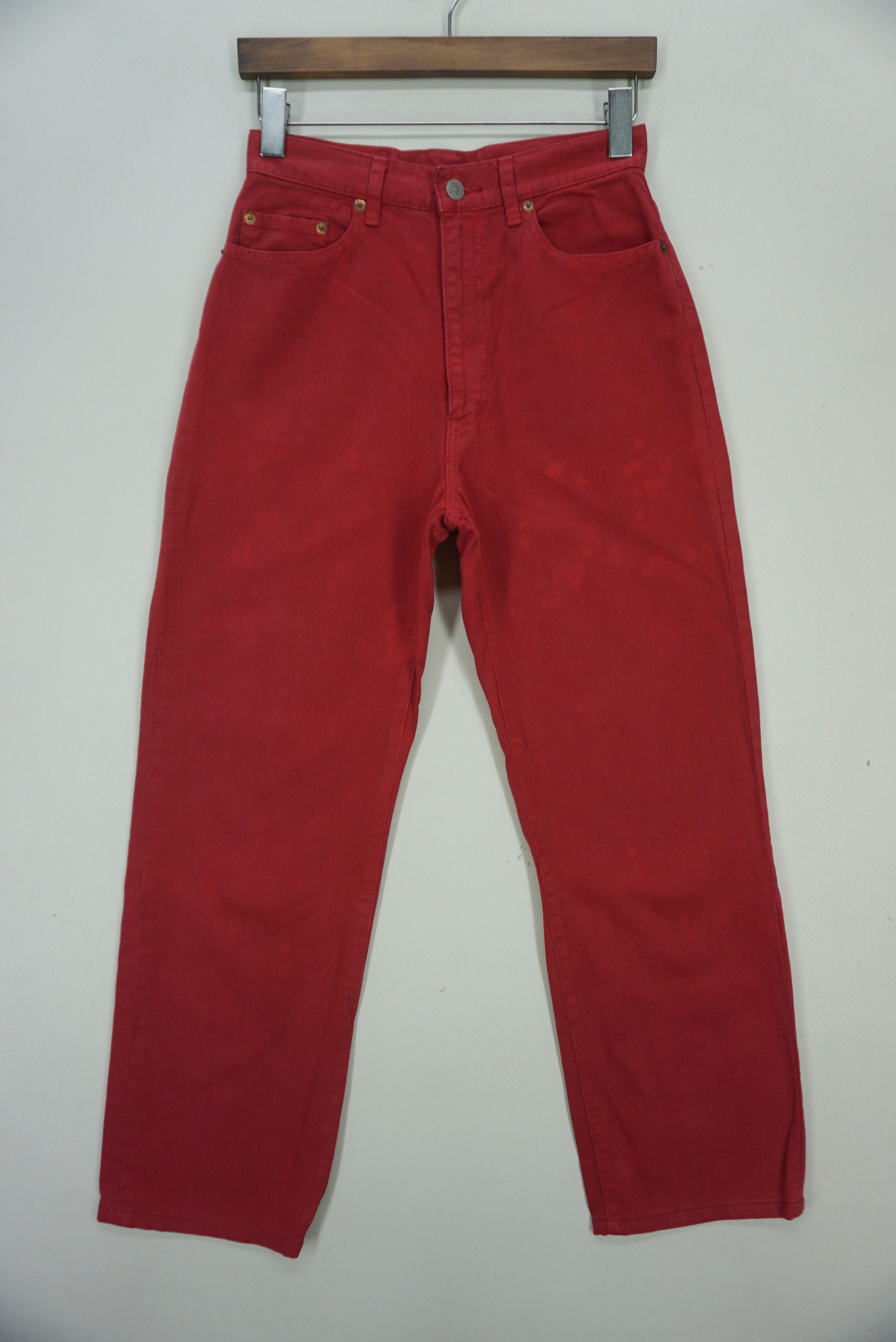 image of Spellbound x Workers High Waisted Jeans Domingo Japan Made in Red, Women's (Size 27)
