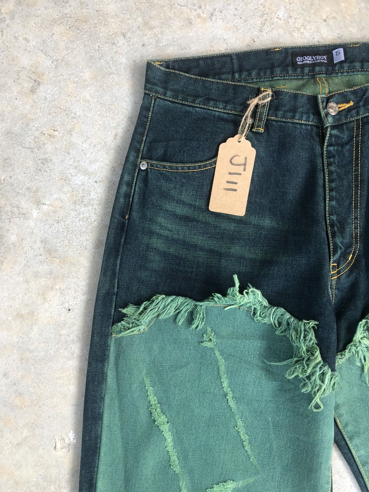 Japanese Brand Gigglyroy Patchwork jeans distressed denim Size US 33 - 4 Thumbnail
