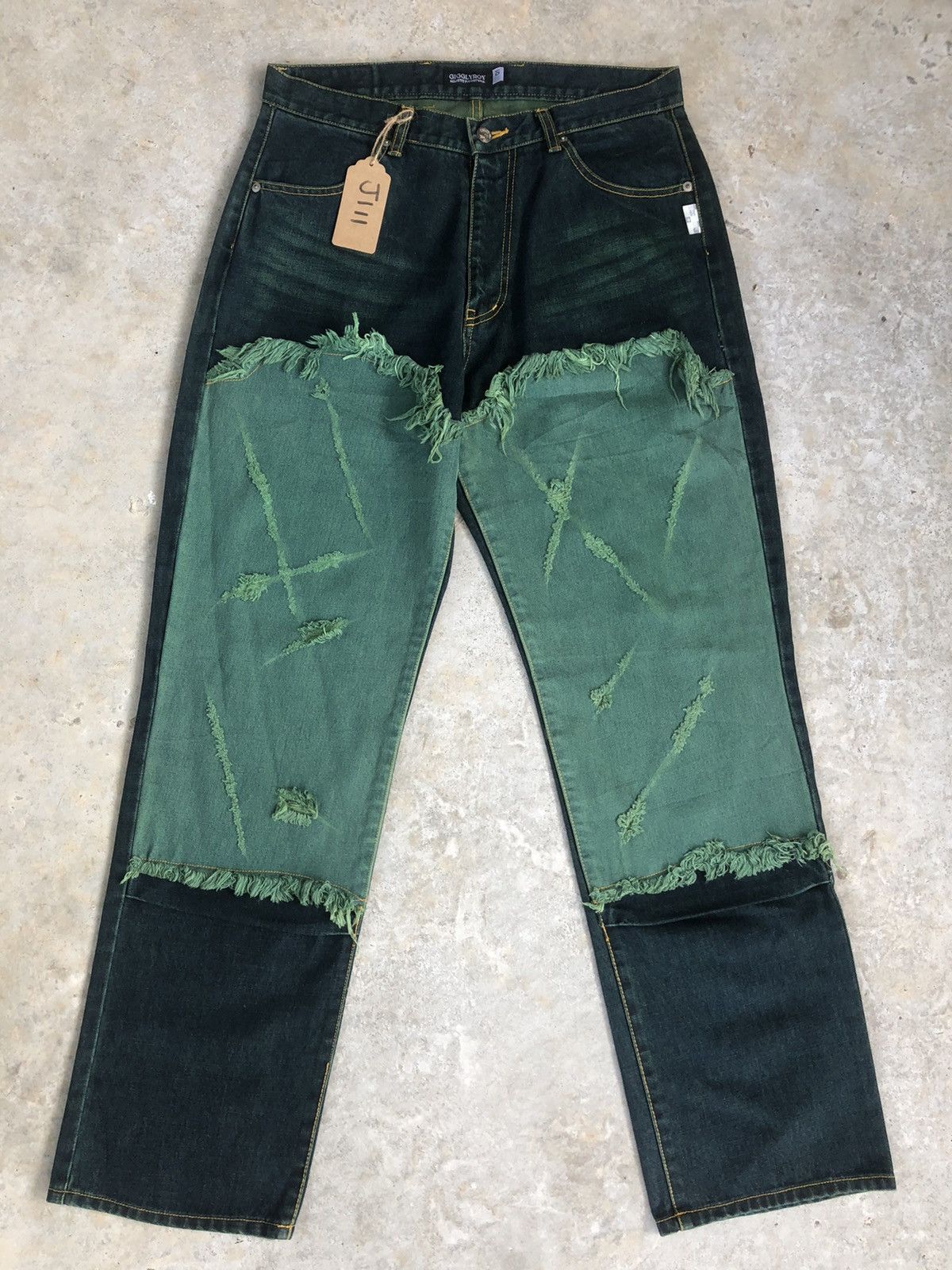 Japanese Brand Gigglyroy Patchwork jeans distressed denim Size US 33 - 1 Thumbnail