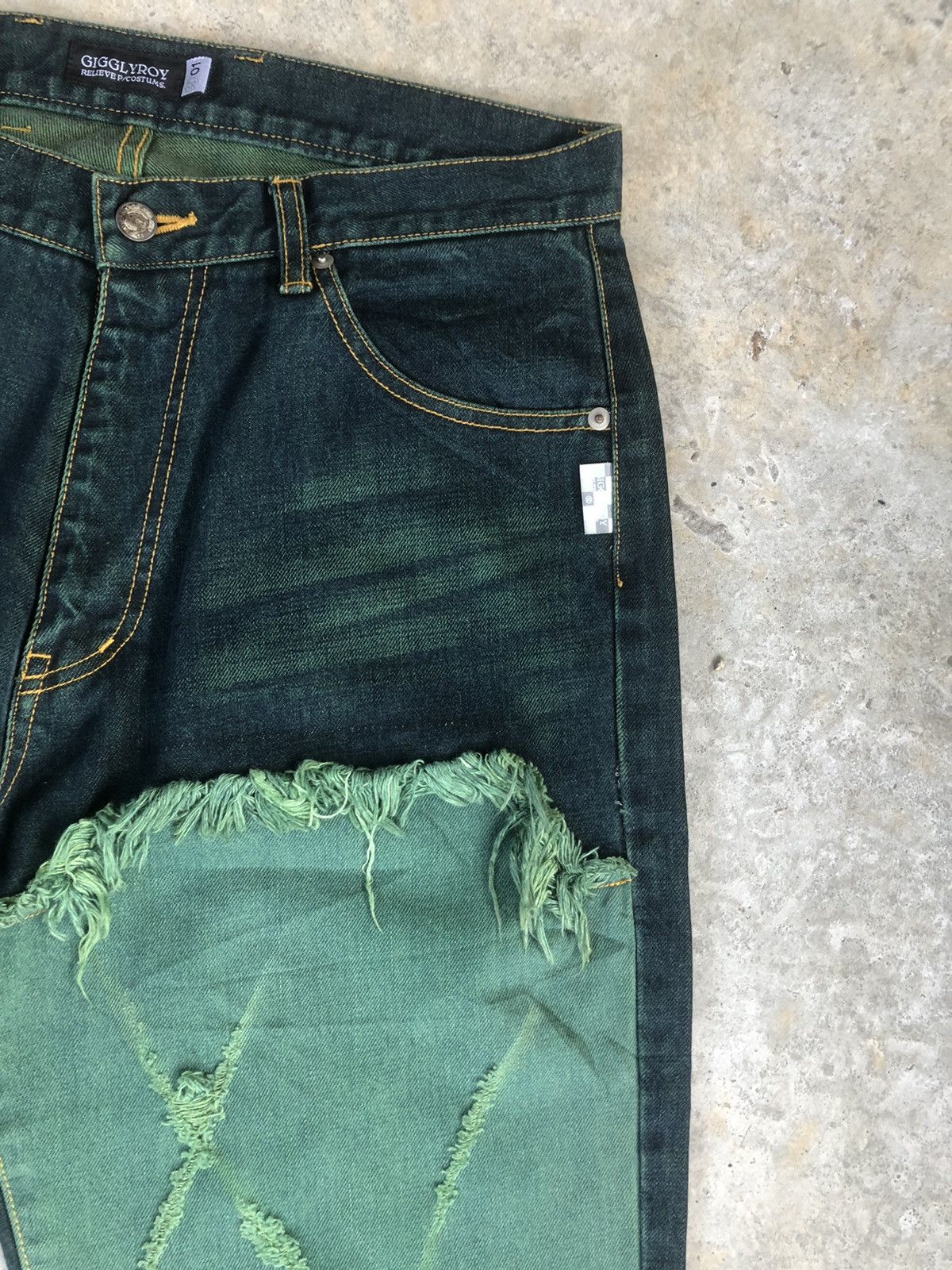 Japanese Brand Gigglyroy Patchwork jeans distressed denim Size US 33 - 5 Thumbnail