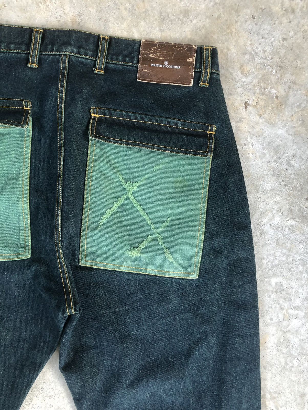 Japanese Brand Gigglyroy Patchwork jeans distressed denim Size US 33 - 12 Thumbnail