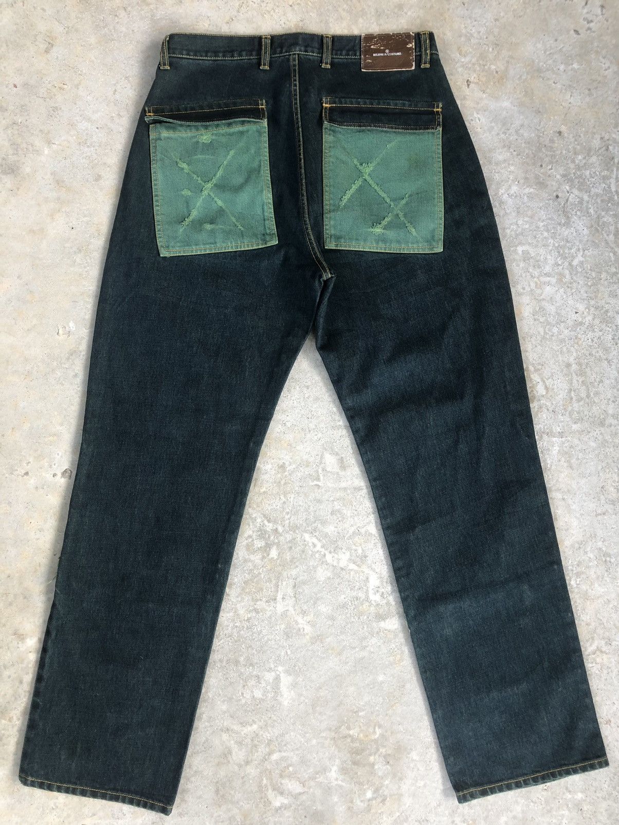 Japanese Brand Gigglyroy Patchwork jeans distressed denim Size US 33 - 2 Thumbnail