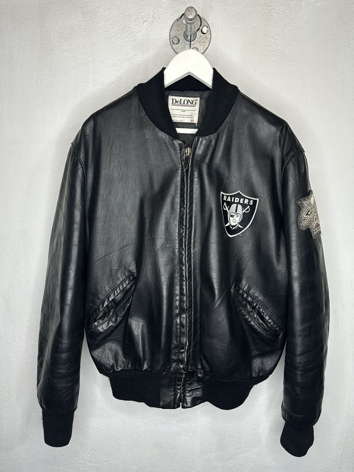 NFL × Vintage Crazy Vintage 80s Oakland Raiders Super Bowl Leather Jacket Size US L / EU 52-54 / 3 - 10 Thumbnail