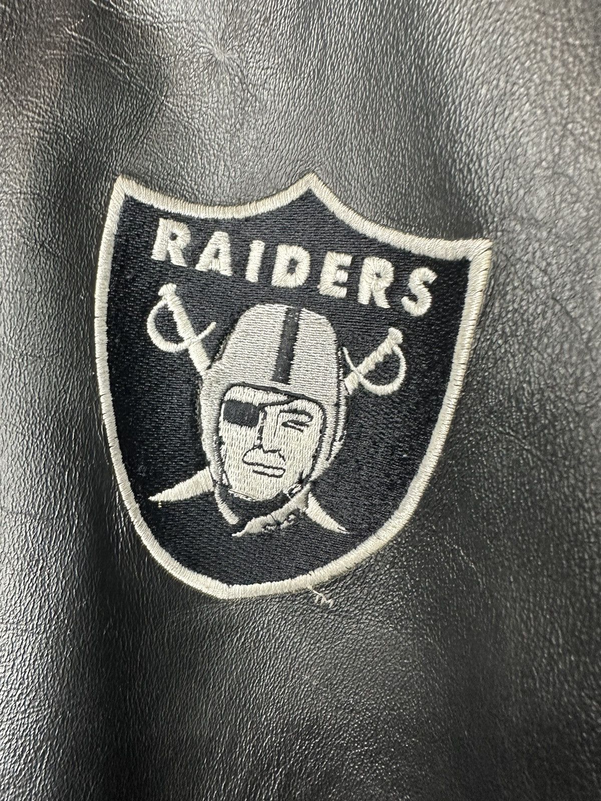NFL × Vintage Crazy Vintage 80s Oakland Raiders Super Bowl Leather Jacket Size US L / EU 52-54 / 3 - 9 Thumbnail