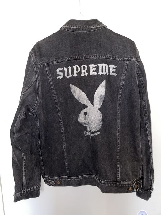 Supreme x Playboy Denim Jacket Black Size Medium S/S 2014