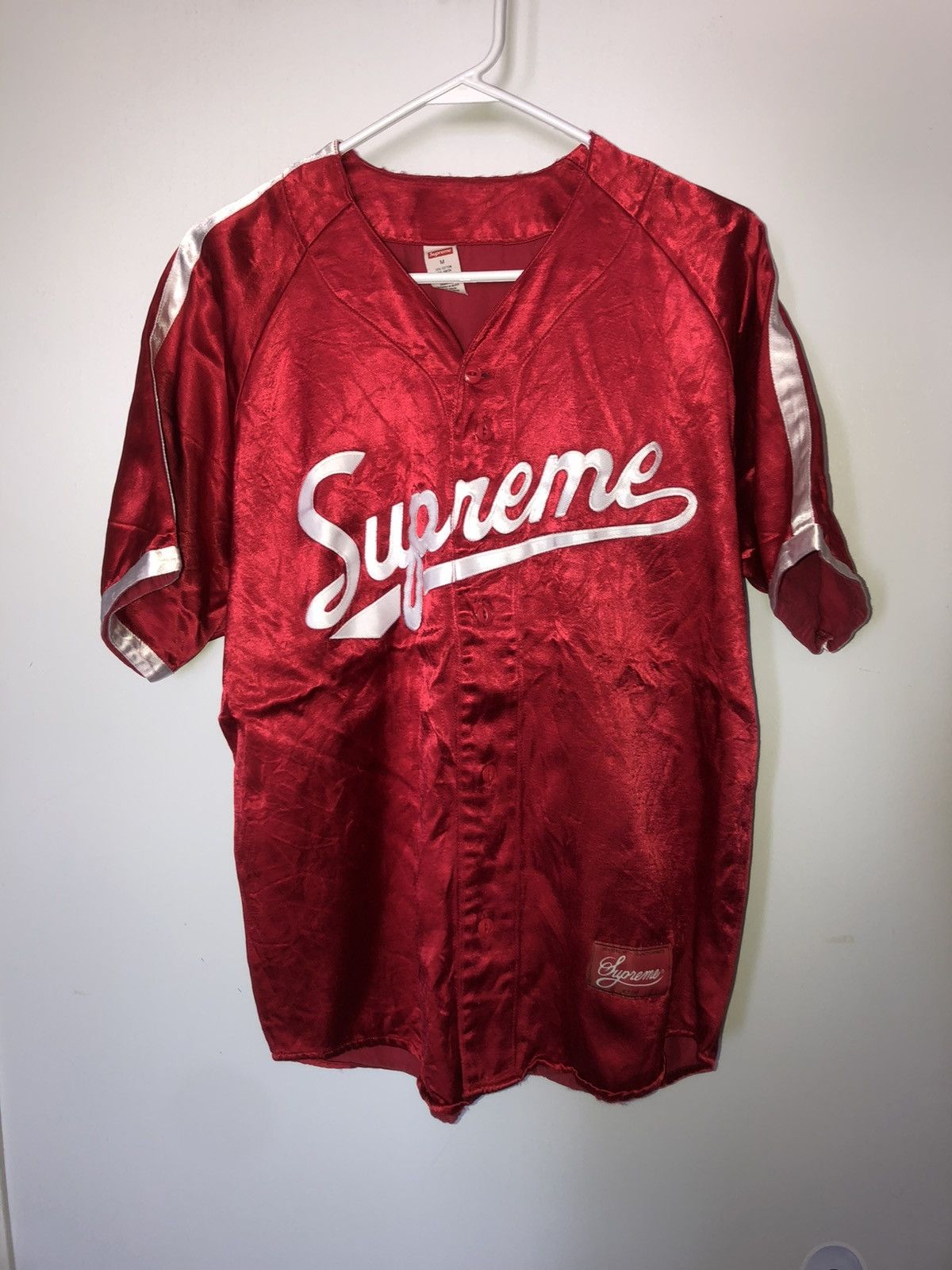 Supreme Mitchell & Ness Satin Baseball Jersey White