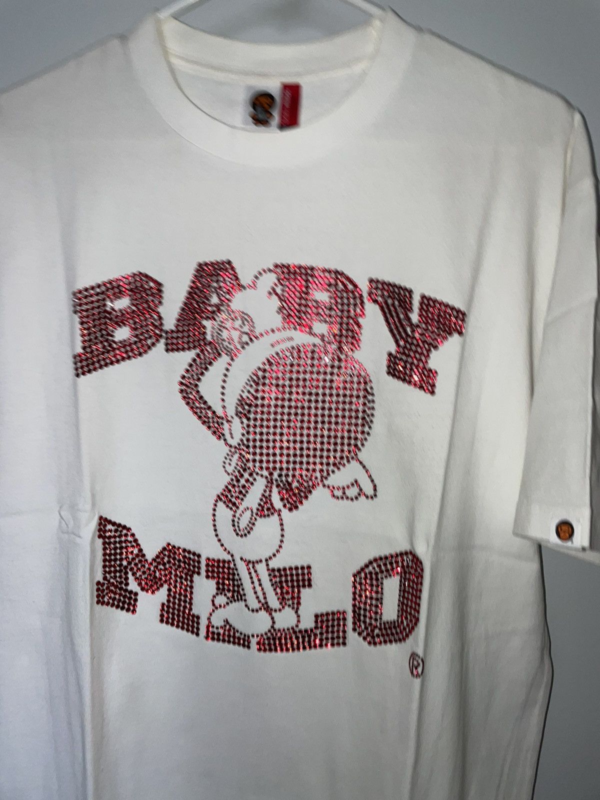 Bape × Swarovski Bape Baby Milo Swarovski Stone T-Shirt White/ Red L Size US L / EU 52-54 / 3 - 2 Thumbnail