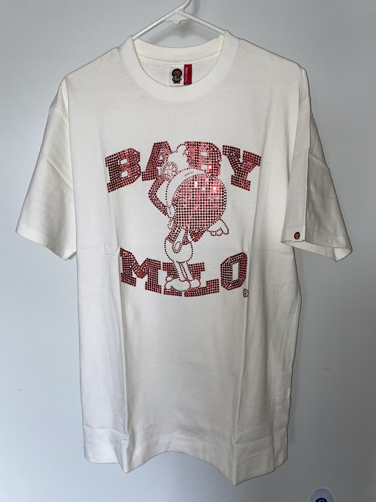 Bape × Swarovski Bape Baby Milo Swarovski Stone T-Shirt White/ Red L Size US L / EU 52-54 / 3 - 1 Thumbnail