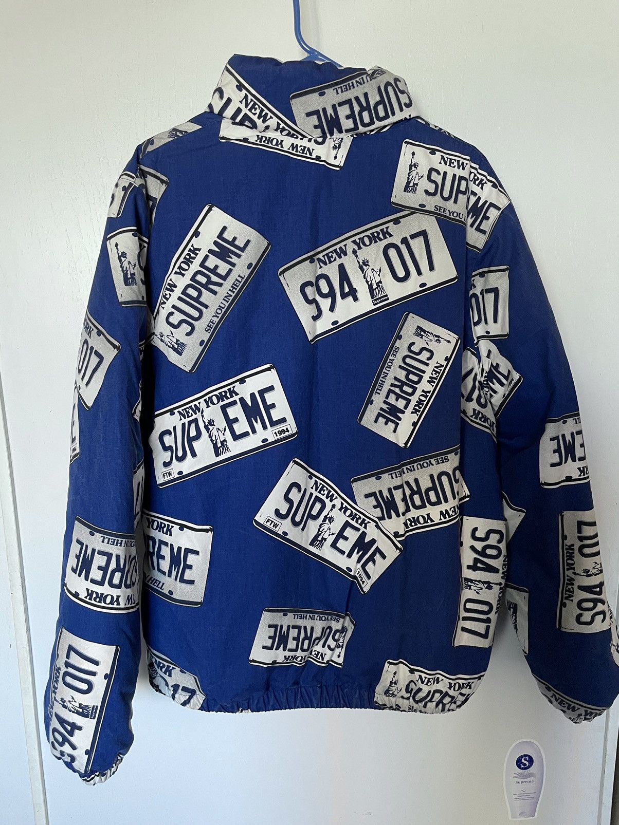 Supreme License Plate Puffy Jacket Supreme License Plate All Over