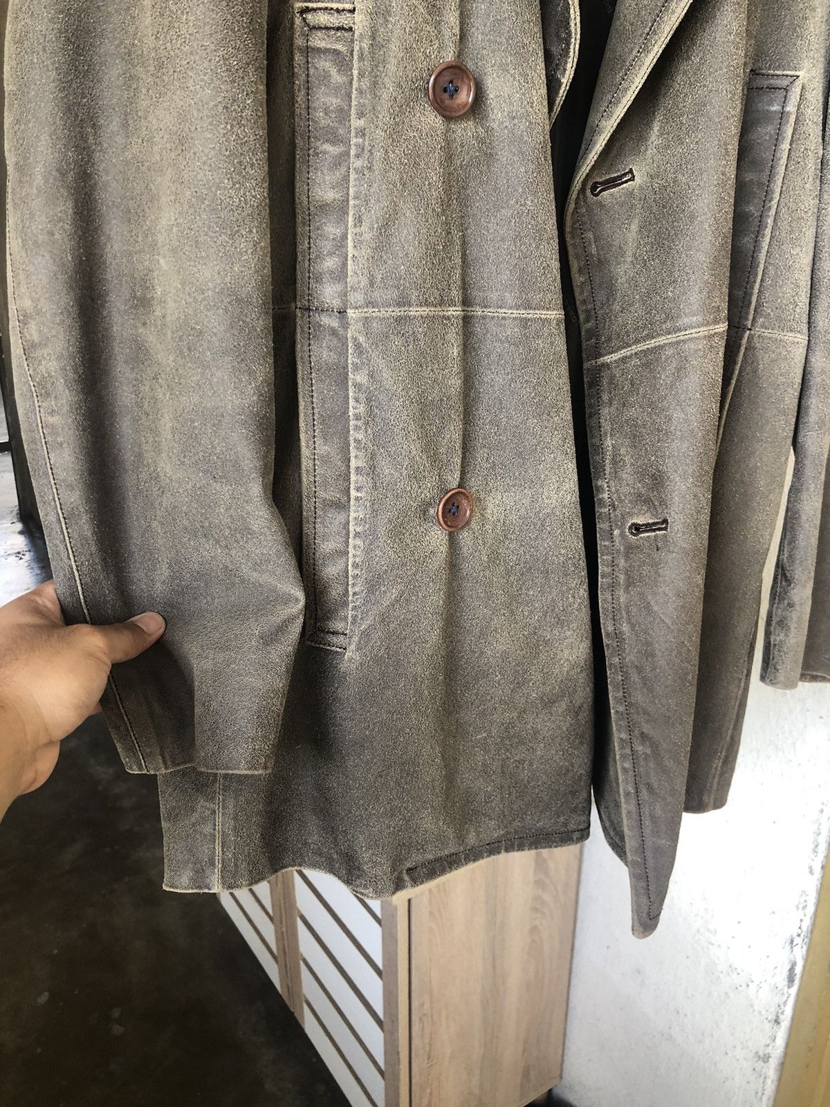 If Six Was Nine Vintage Katharine Hamnett London Distressed Leather Jacket Size US M / EU 48-50 / 2 - 14 Thumbnail
