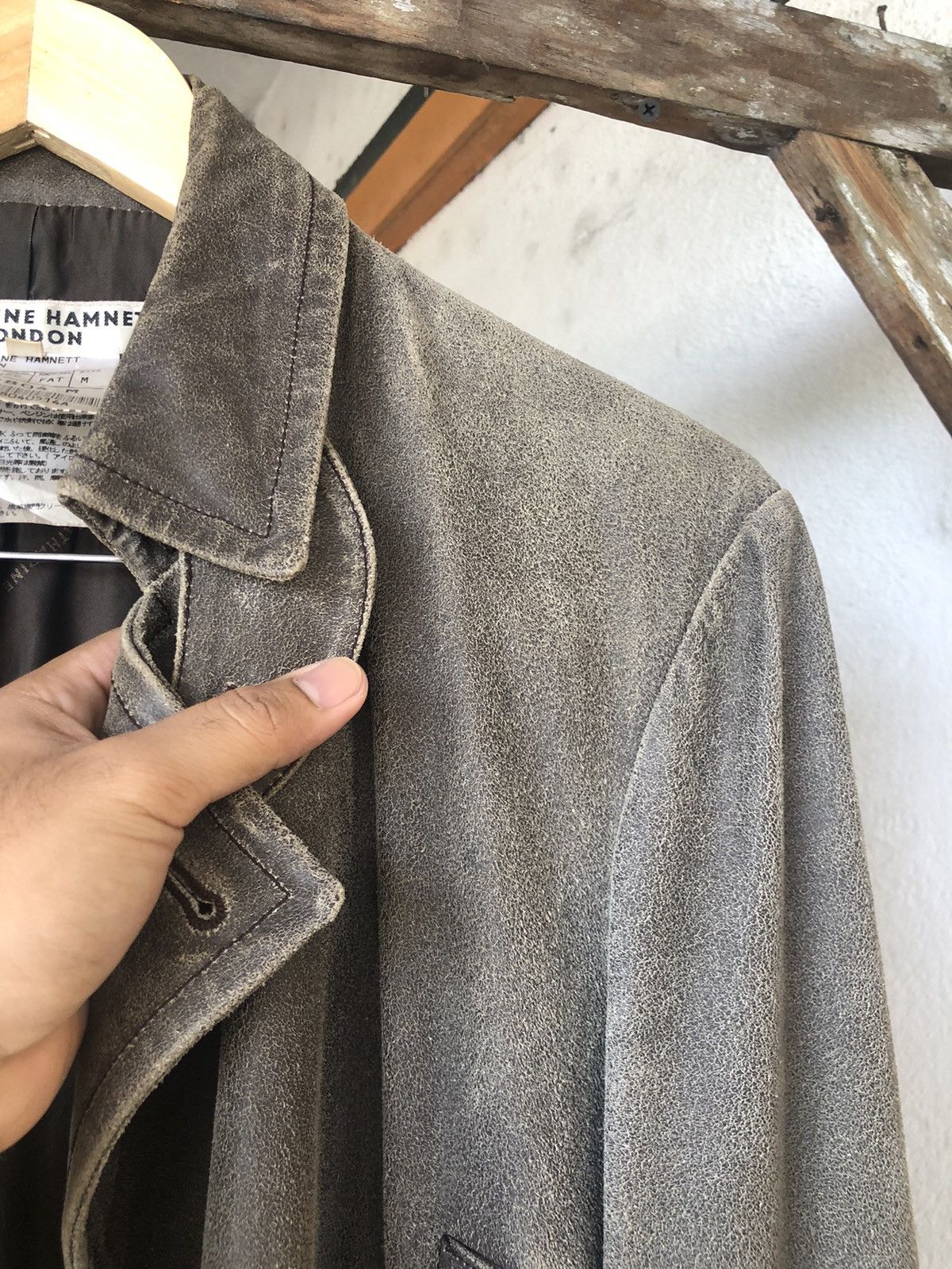 If Six Was Nine Vintage Katharine Hamnett London Distressed Leather Jacket Size US M / EU 48-50 / 2 - 7 Thumbnail