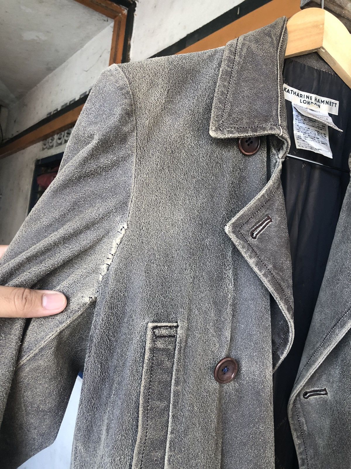 If Six Was Nine Vintage Katharine Hamnett London Distressed Leather Jacket Size US M / EU 48-50 / 2 - 8 Thumbnail