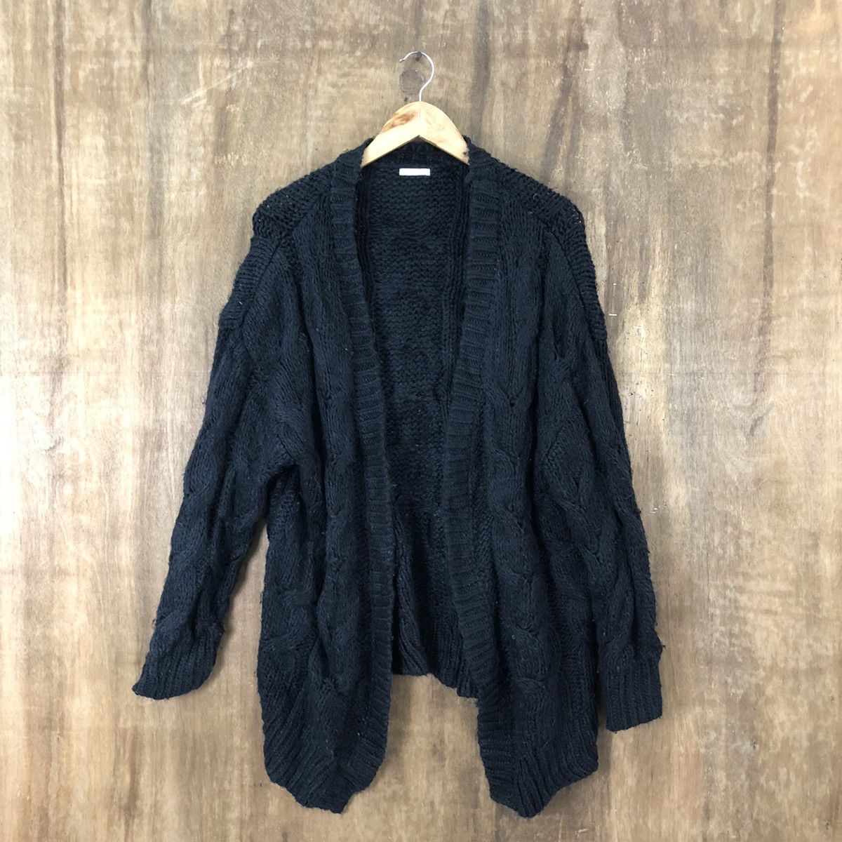 image of Aran Isles Knitwear x Cardigan Japan Gu Black Cardigan Knitwear 028, Men's (Size XL)