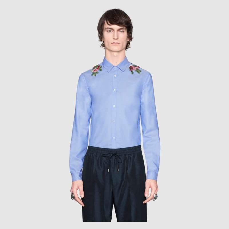Gucci $1,800 Value Super Runway Rare Embroidery Oxford Shirt New Size US L / EU 52-54 / 3 - 1 Thumbnail