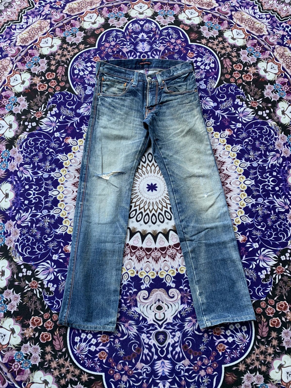 Japanese Brand Vintage Blue Way Distressed Denim Size US 30 / EU 46 - 1 Thumbnail