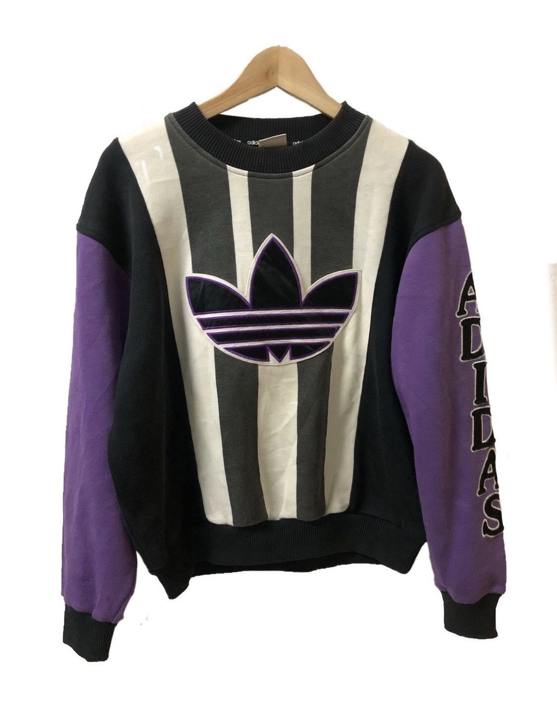image of 90’S Adidas Trefoil Big Logo Spellout in Purple, Men's (Size Medium)