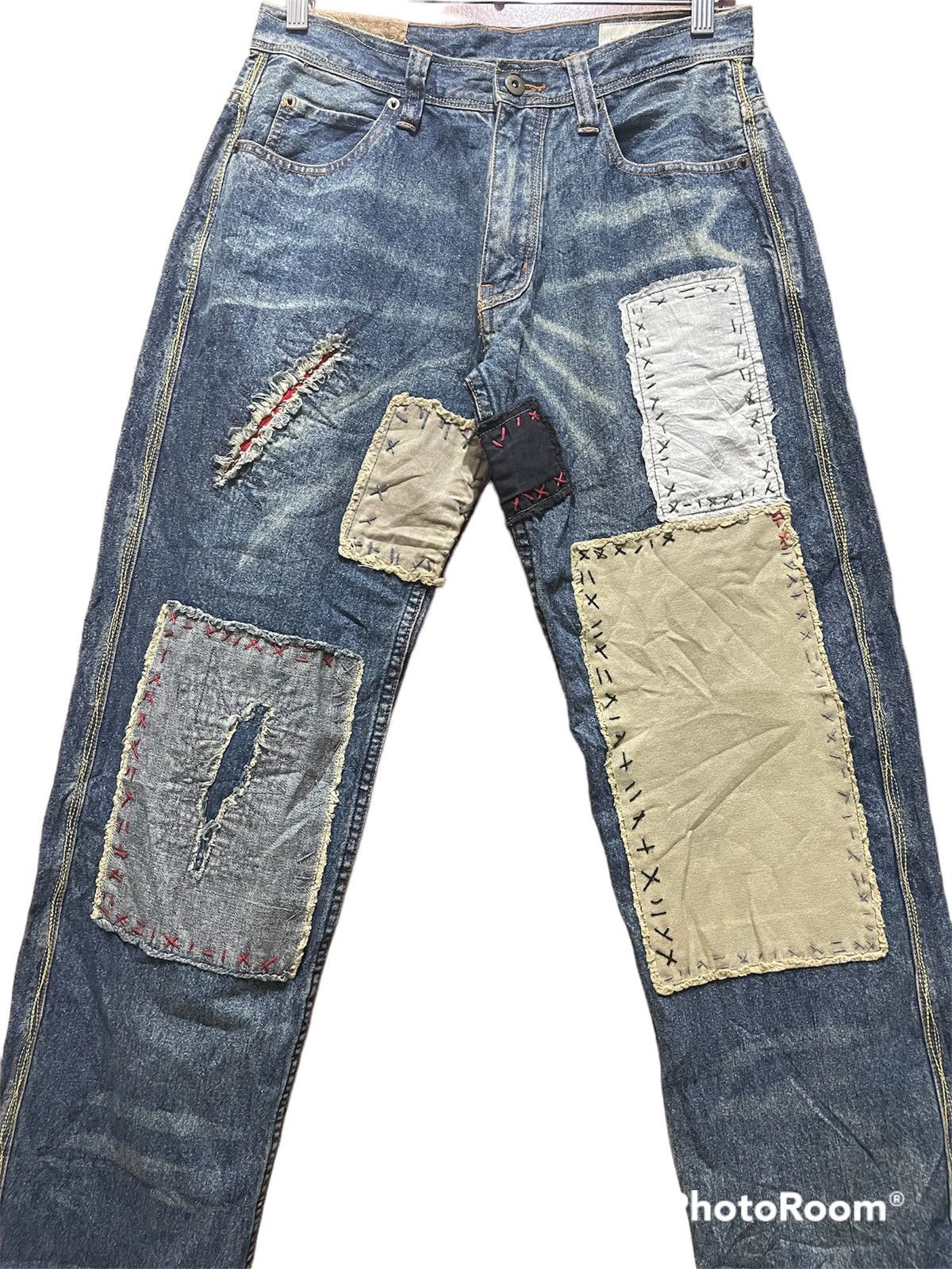 If Six Was Nine × Japanese Brand Very Rare Distressed Denim Custom Like Shashiko Boro Size US 31 - 3 Thumbnail
