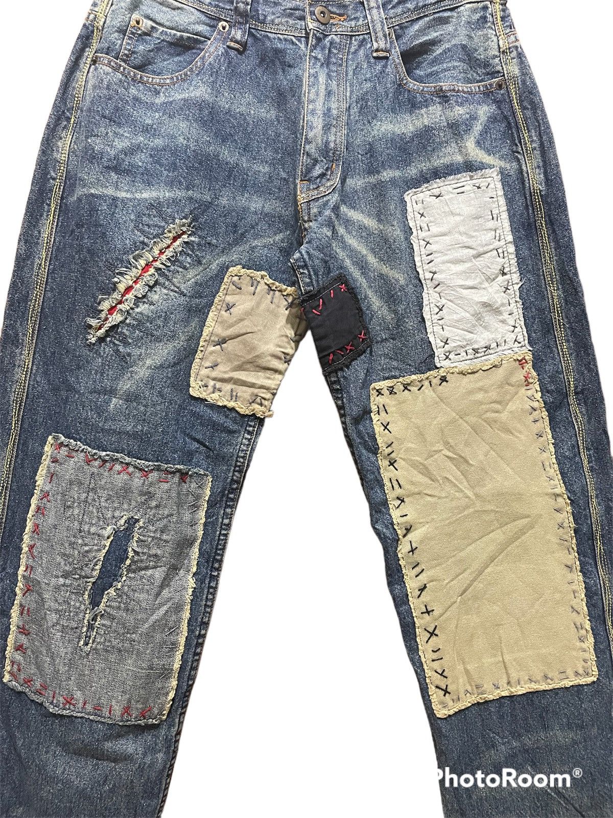 If Six Was Nine × Japanese Brand Very Rare Distressed Denim Custom Like Shashiko Boro Size US 31 - 4 Thumbnail