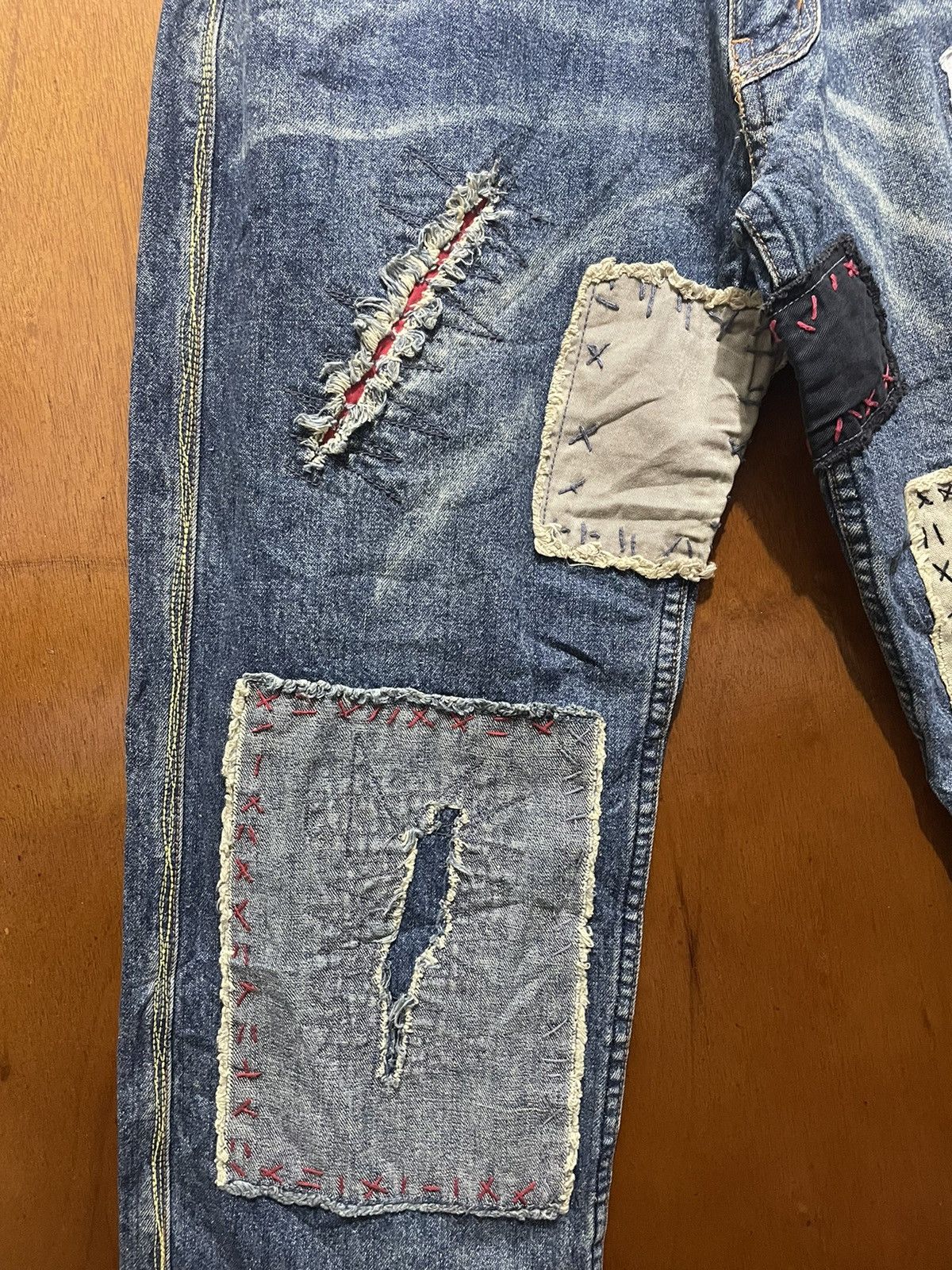 If Six Was Nine × Japanese Brand Very Rare Distressed Denim Custom Like Shashiko Boro Size US 31 - 6 Thumbnail
