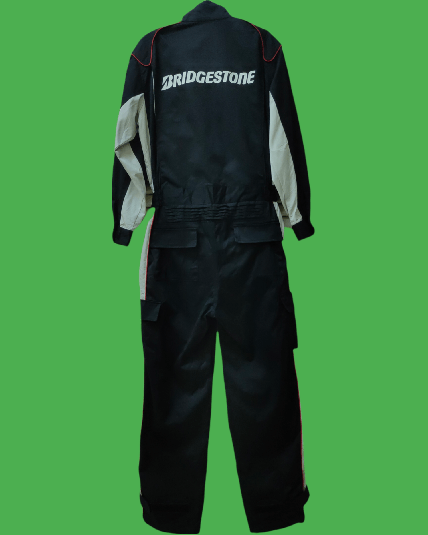 image of Vintage Bridgestone Big Logo Racing Overalls Jumpsuit in Black, Men's (Size 34)