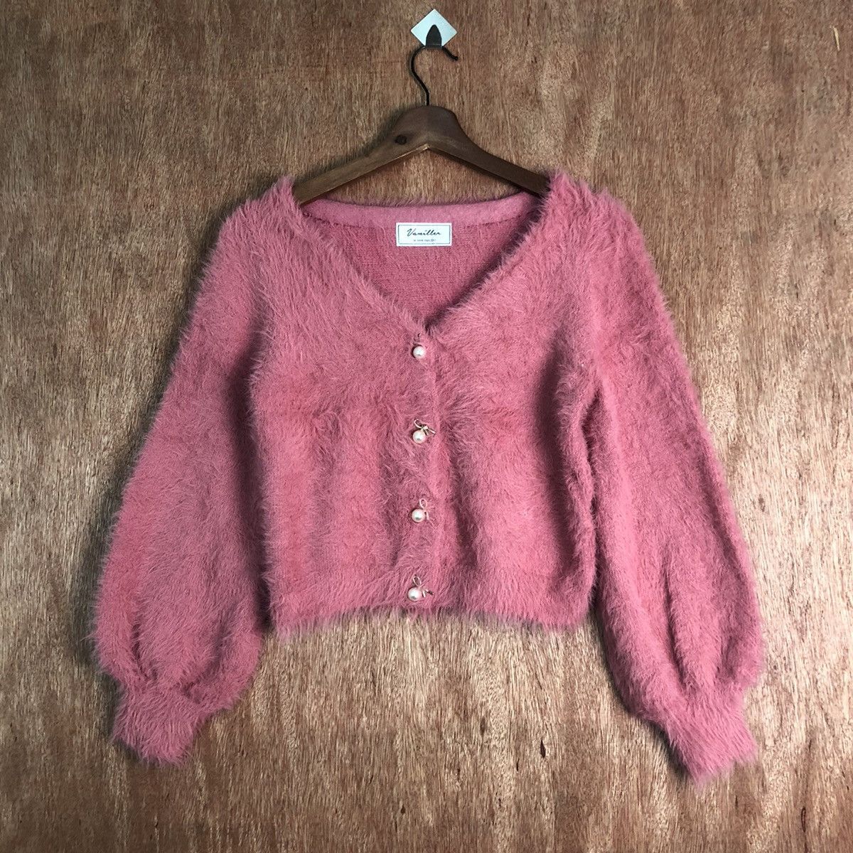 image of Vaniller Pink Shag Shaggy Cardigan Knitwear, Men's (Size Medium)