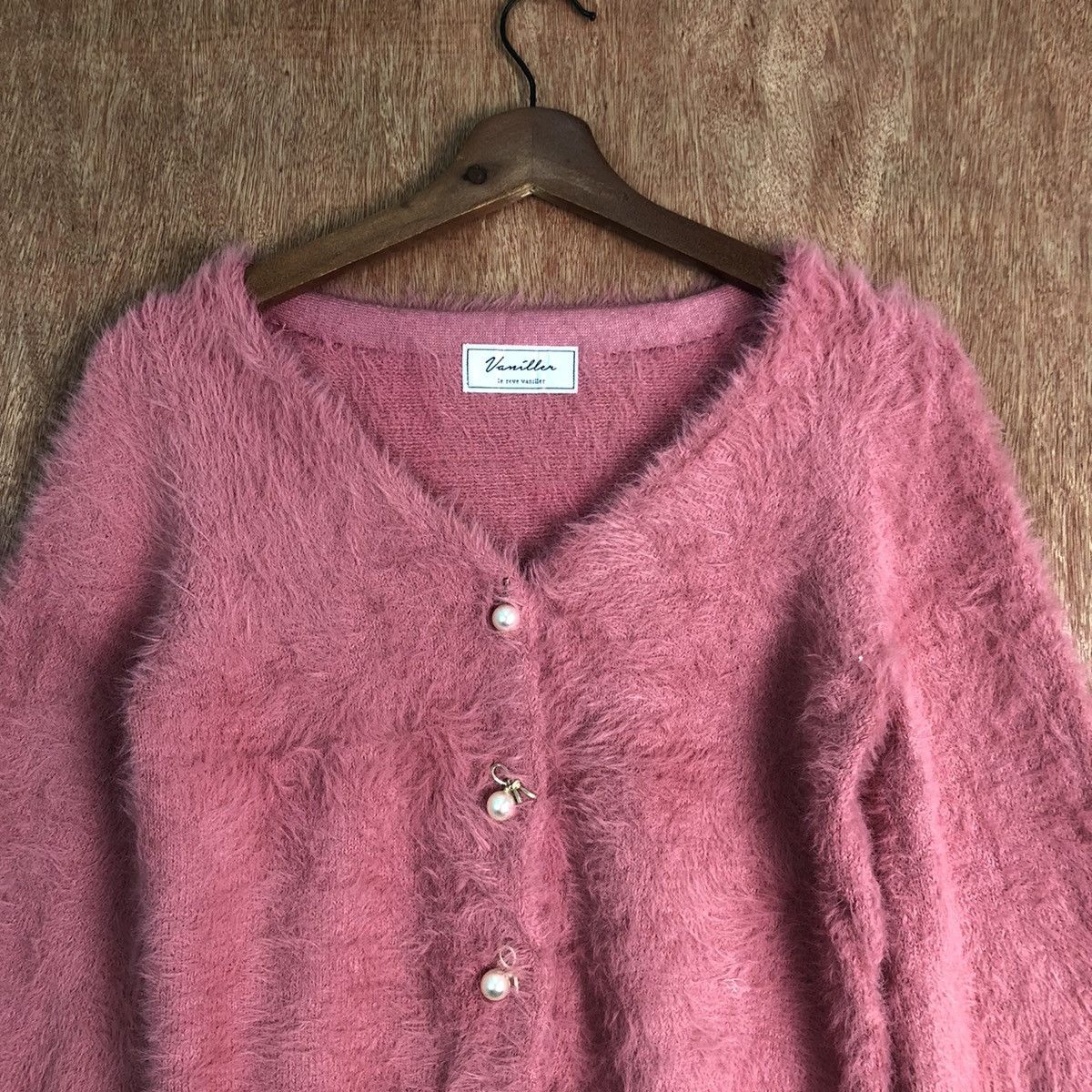 Vaniller Pink Shag Shaggy Cardigan Knitwear
