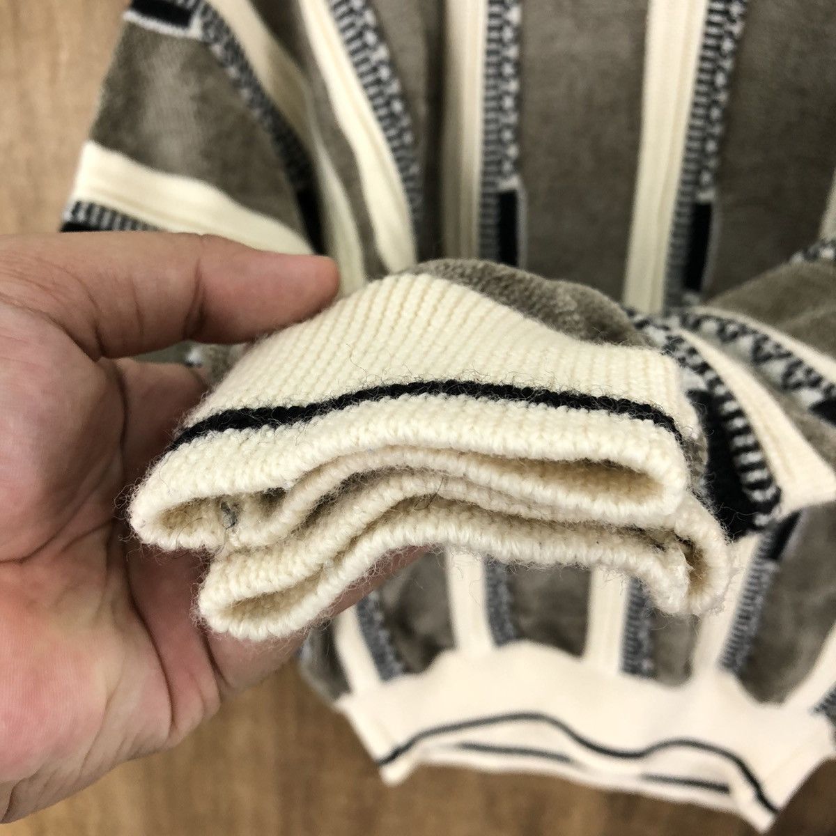 Japanese Brand Elco japanese Striped Brown Knitwear #036 Size US M / EU 48-50 / 2 - 2 Thumbnail