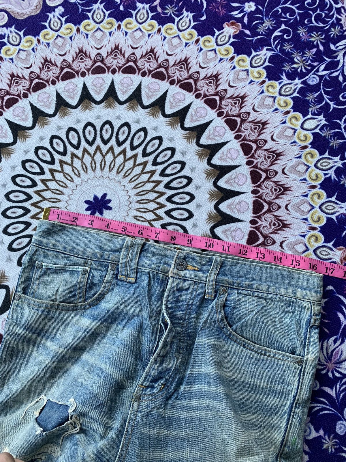 Japanese Brand Bonds & Peace Custom Distressed Denim Size US 33 - 13 Thumbnail