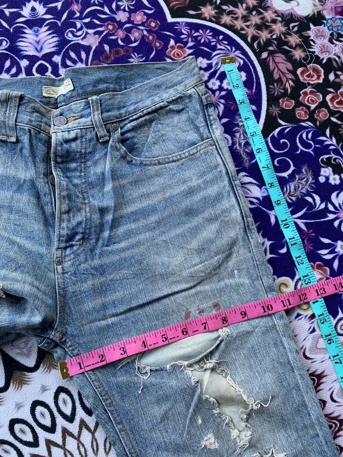 Japanese Brand Bonds & Peace Custom Distressed Denim Size US 33 - 14 Thumbnail