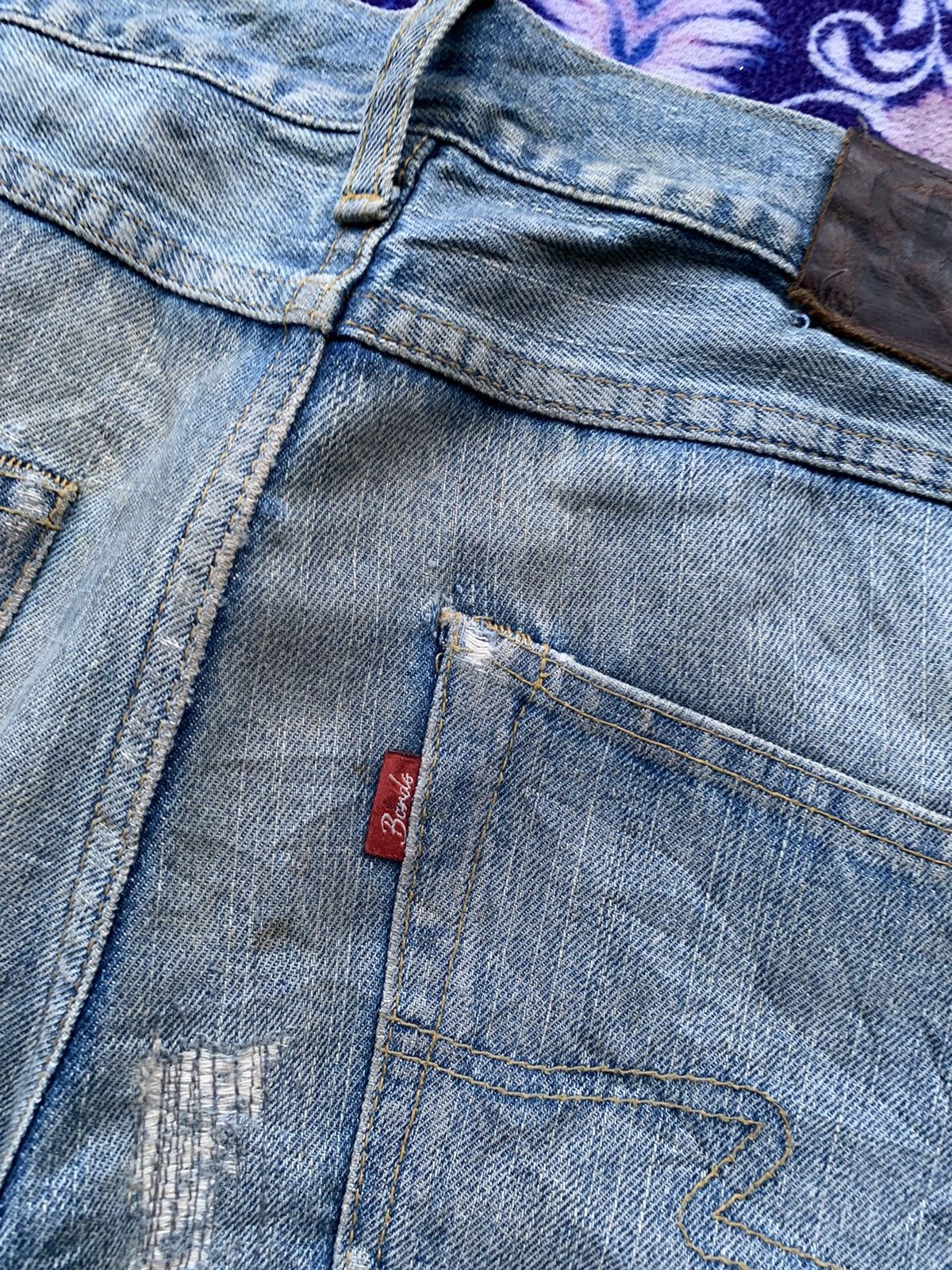 Japanese Brand Bonds & Peace Custom Distressed Denim Size US 33 - 11 Thumbnail