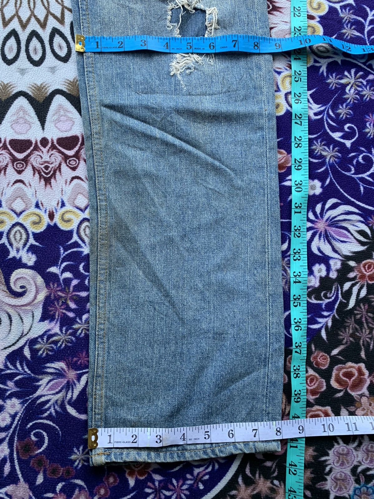 Japanese Brand Bonds & Peace Custom Distressed Denim Size US 33 - 15 Thumbnail