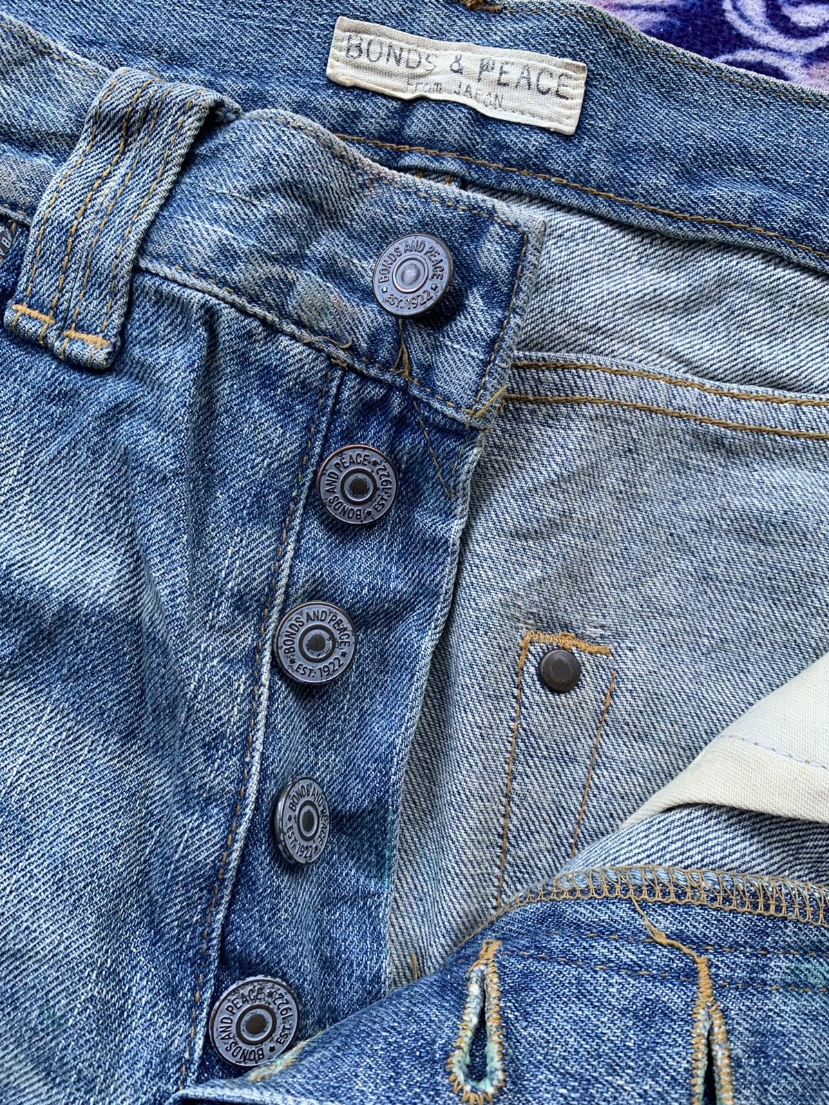 Japanese Brand Bonds & Peace Custom Distressed Denim Size US 33 - 5 Thumbnail