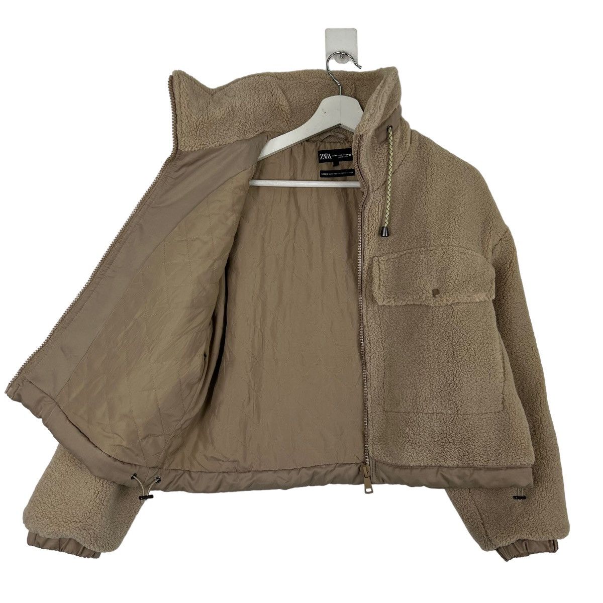 Japanese Brand × Zara 🔥 ZARA BOA FLEECE CROP BOMBER JACKET Size US XS / EU 42 / 0 - 4 Thumbnail