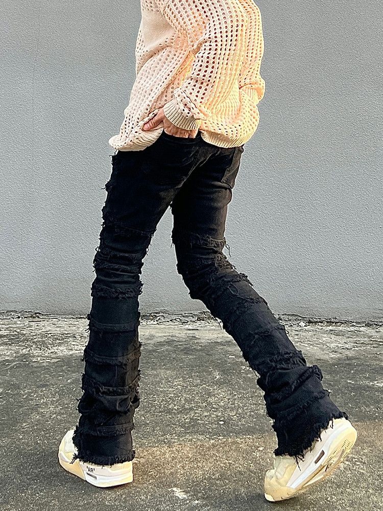 flared fade ripped grunge jeans